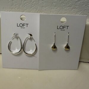 LOFT Silver Hoop and Teardrop Earring Duo